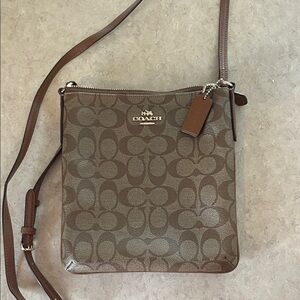 Coach Tan and Brown Signature Crossbody Bag